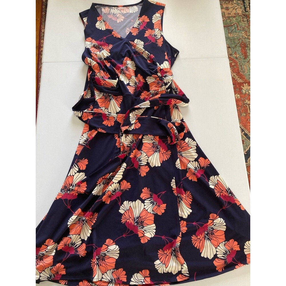 Unbranded Women’s Large Blue Floral Dress Wrap Belt Stretch Good Condition